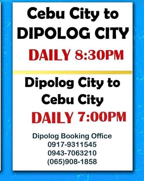 MANILA TO DIPOLOG BY FERRY (Schedule and Rates) .